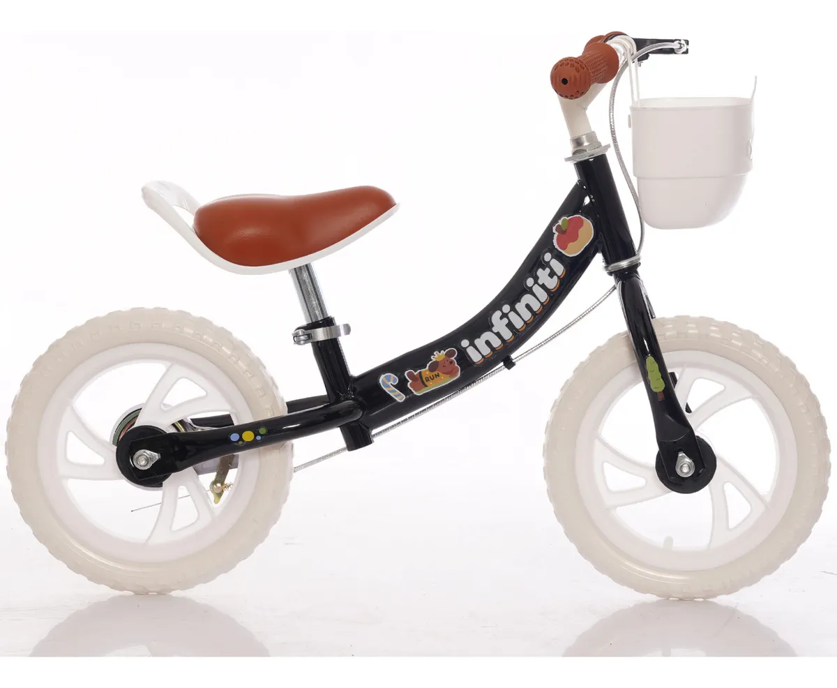Bicicleta Balance Infiniti Kids Aro 12 Preto Com Branco - Imagem 2