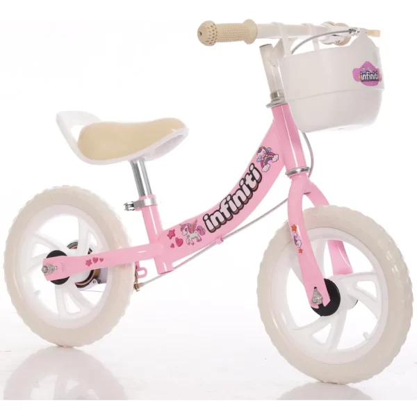 Bicicleta Balance Infiniti Kids Aro 12 Rosa Com Branco
