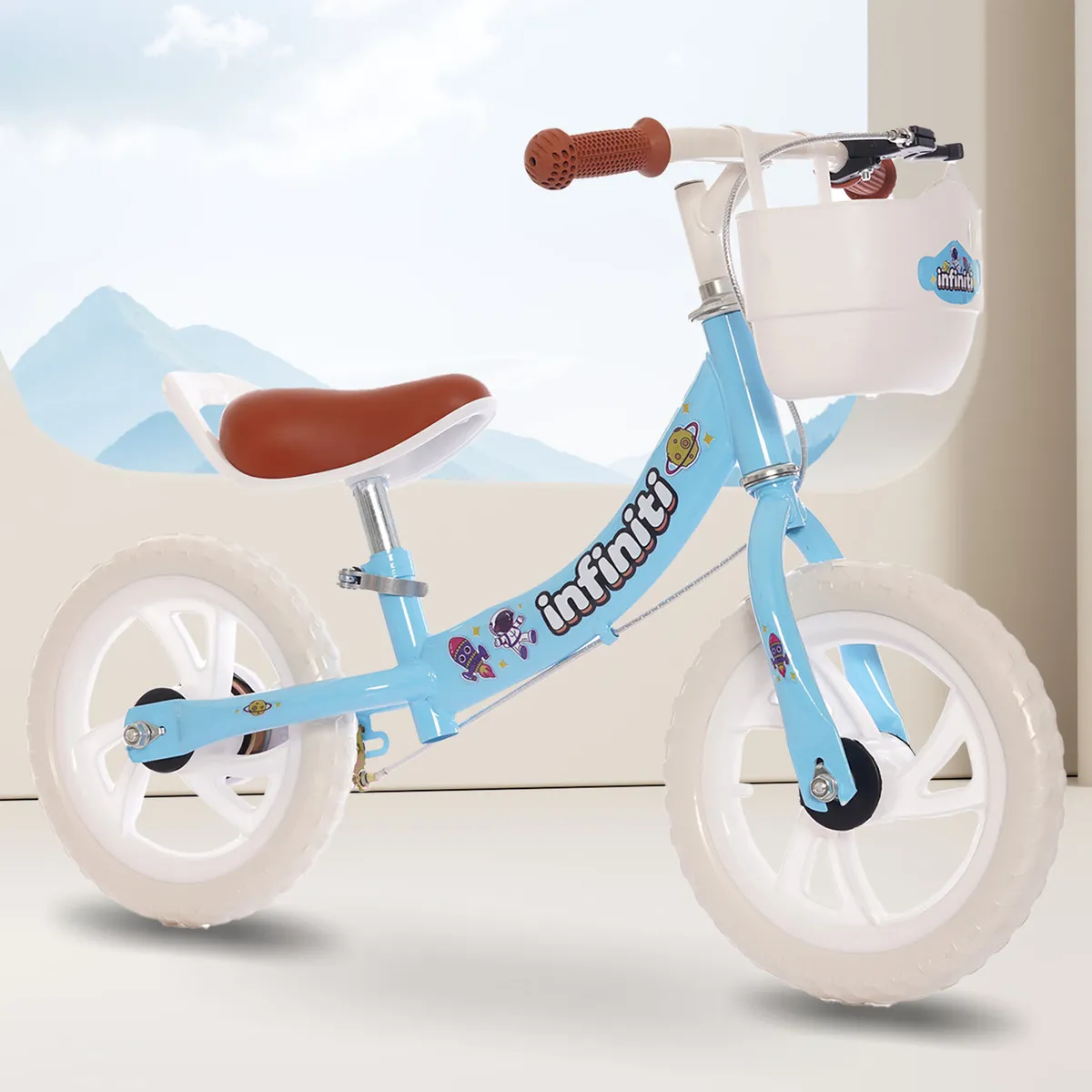 Bicicleta Balance Infiniti Kids Aro 12 Azul Com Branco - Imagem 3