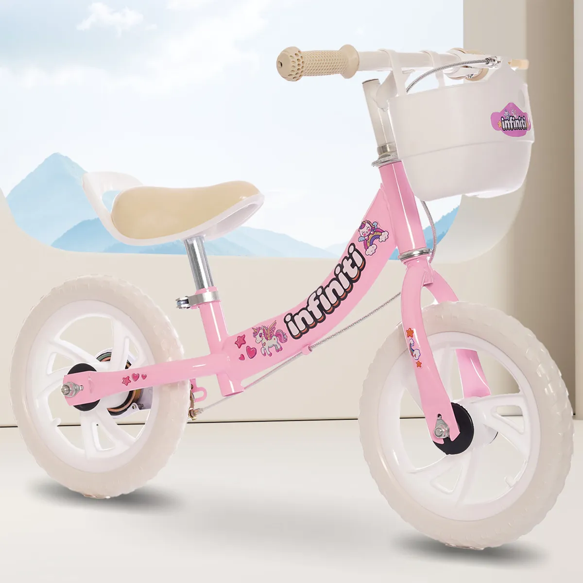 Bicicleta Balance Infiniti Kids Aro 12 Rosa Com Branco - Imagem 4