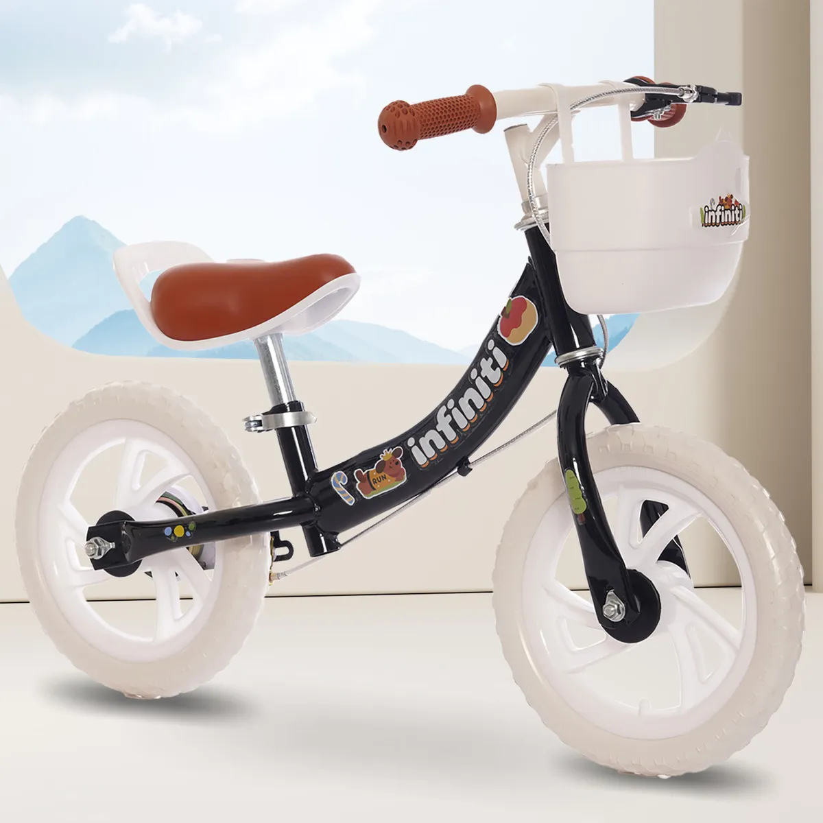 Bicicleta Balance Infiniti Kids Aro 12 Preto Com Branco - Imagem 3