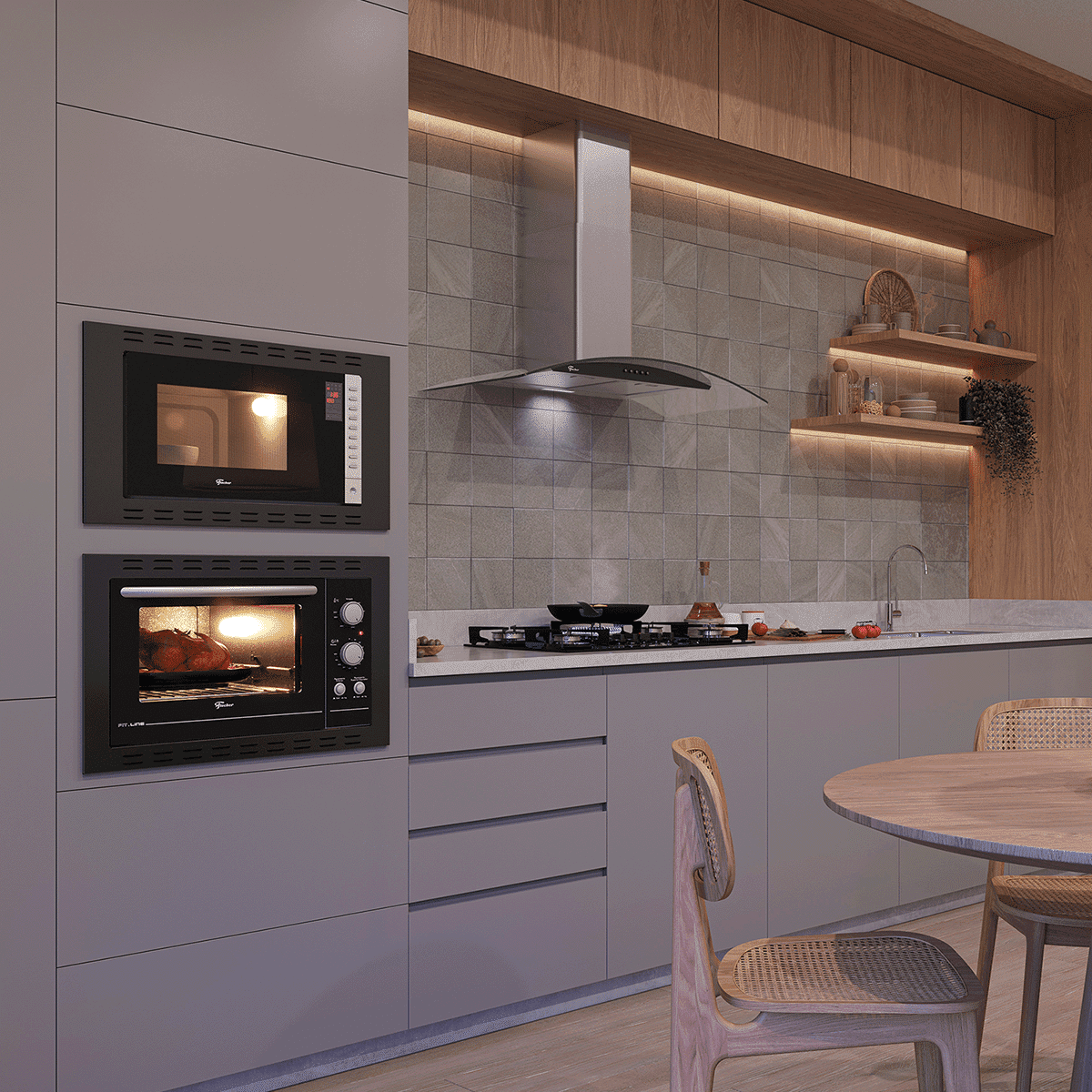 MICRO-ONDAS FISCHER FIT LINE EMBUTIR 25L MOLDURA PRETA 220V - Imagem 5