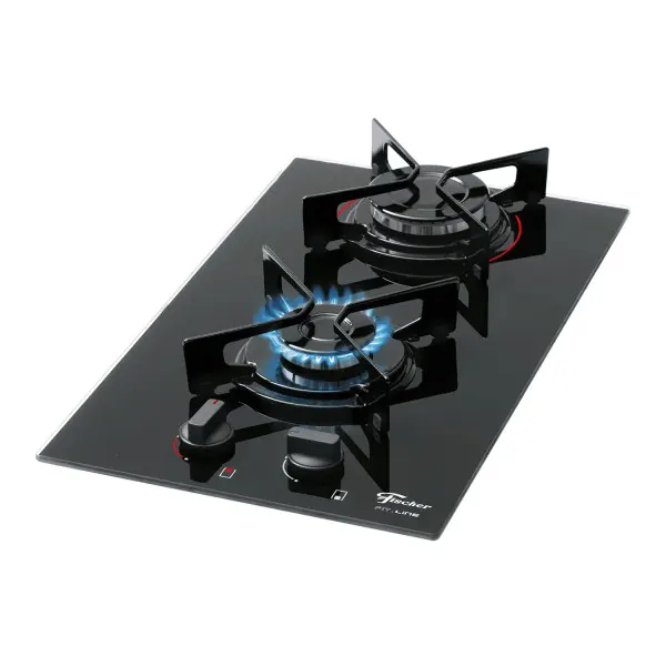 Fogão cooktop Fischer 2 bocas Fit Line Gás mesa vidro